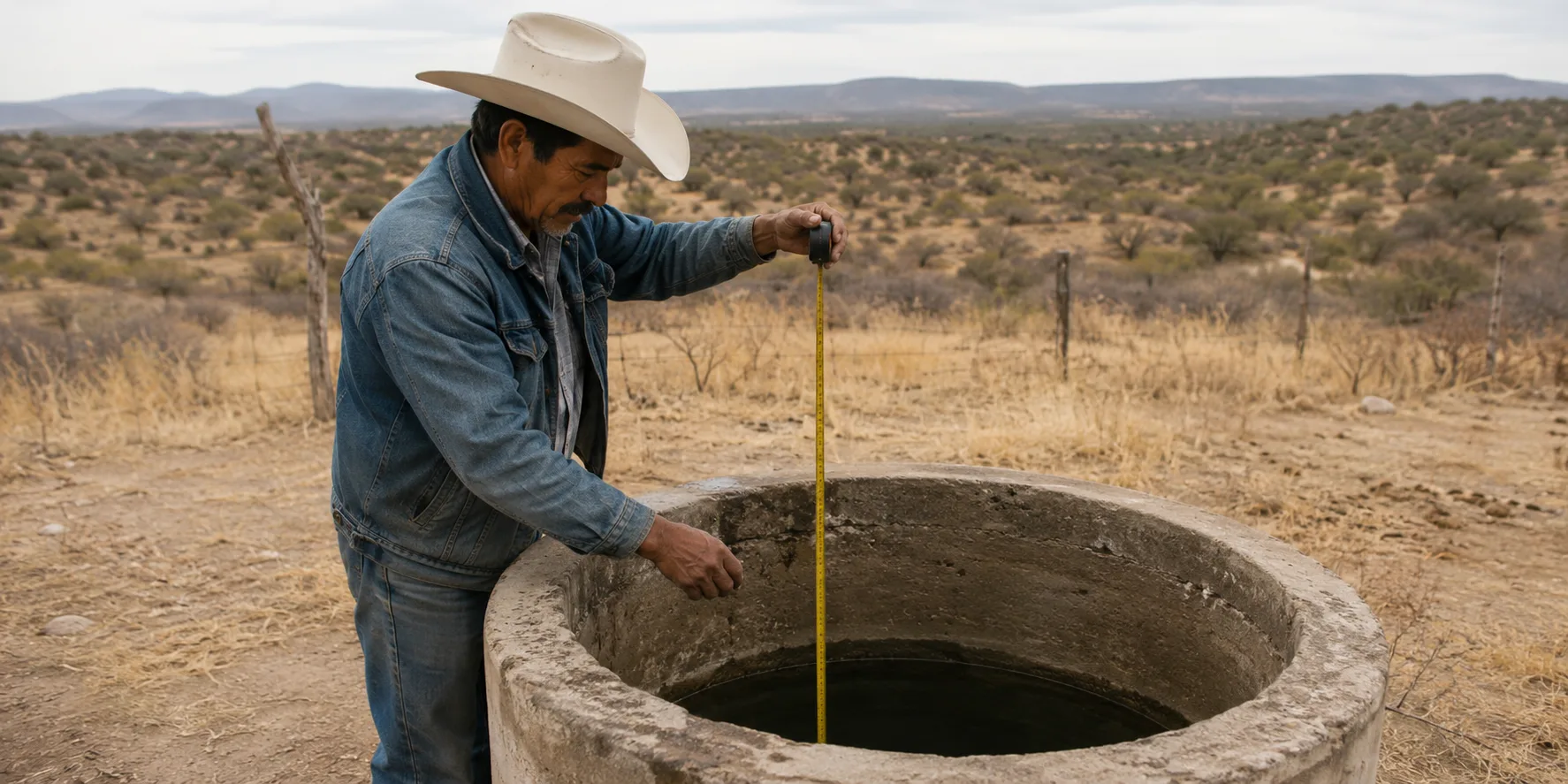 Pozo de noria en rancho semiárido latinoamericano